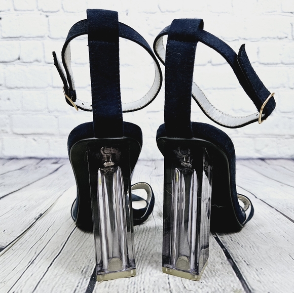 LULU'S | Ismay lucite heel blue suede heels - Picture 7 of 13